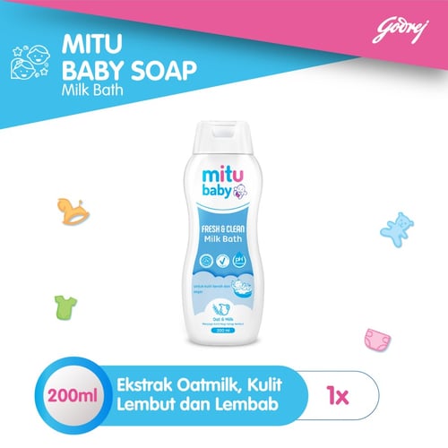 Mitu Baby Milkbath Sabun Bayi Botol 200 ml
