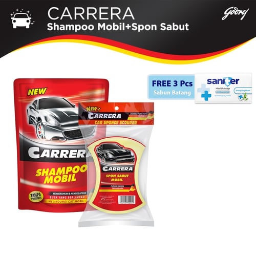 Carrera Shampoo Mobil 400ml&Sabut Spon FREE Saniter Sabun Batang 3pcs