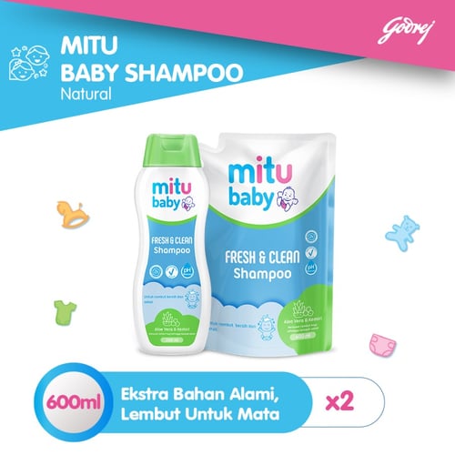 Mitu Baby Shampoo Bottle 200ml & Refill 400ml