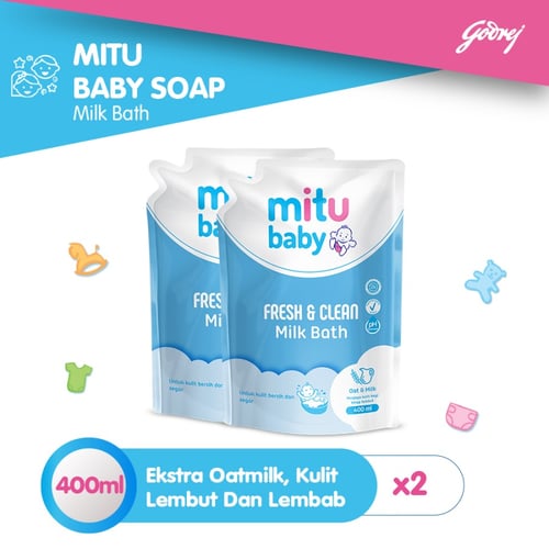 Mitu Baby Liquid Soap Milkbath Pouch 400ml - 2pcs