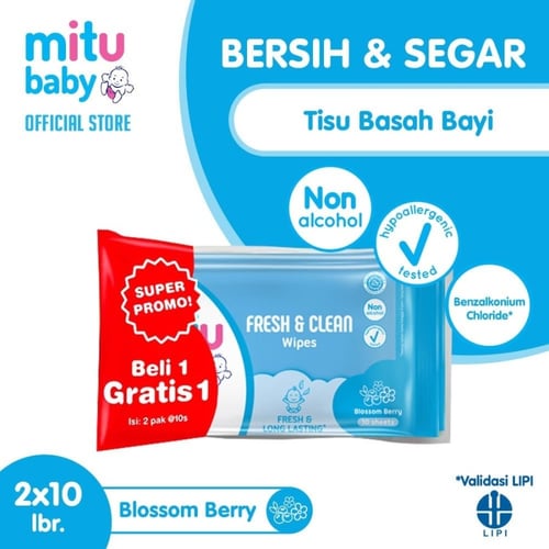 Tisu Basah Mitu Baby Fresh N Clean Blue 10s B1G1