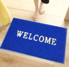 Keset Welcome Alas Kaki Karet Plastik Mie Bihun Dekorasi - Biru