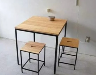 Set meja kursi makan / coffee shop table / cafe resto restaurant - LAPIS TACOSHEET, KAKI HOLLOW 2x2