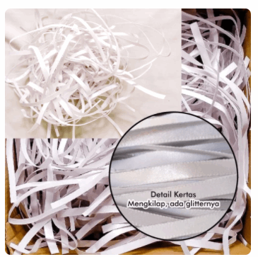 Kertas Serut Cacah Hampers / Shredded Paper Murah Premium - Glitter White