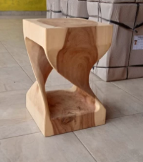 Kursi stool kayu trembesi unik kayu utuh - BELUM WARNA