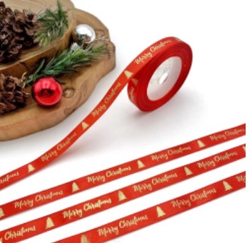 Pita Kado Hampers Natal Pohon Merry Christmas Satin Merah 1,2 cm Harga