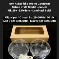 Box Kuker isi 2 Toples 250gram Warna Coklat Bahan Kraft 25x12 5x5cm