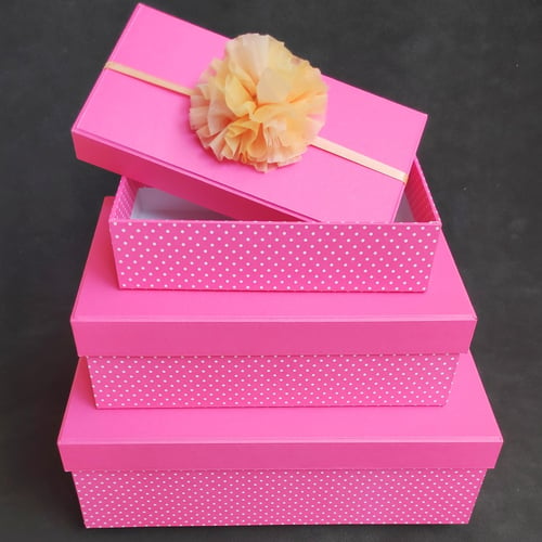 Gift box Kotak Kado Persegi Polkadot M (25x15x8 cm) - Pink