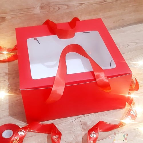 Box Cake Merah 25x25 Untuk Daily / Imlek/Natal Dsb - Merah