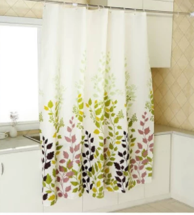 Shower Curtain / Gorden Tirai Kamar Mandi Bathtub Anti Air Motif Daun - Daun