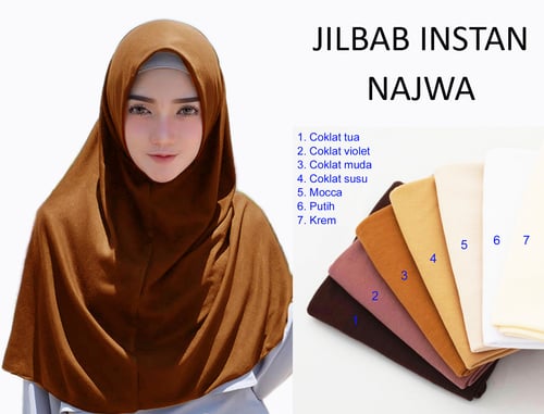 Kerudung Jilbab Hijab Murah Khimar Najwa Instan Murah Grosir Jilbab - Cokelat