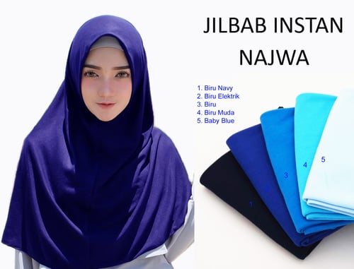 Kerudung Jilbab Hijab Murah Khimar Najwa Instan Murah Grosir Jilbab - Biru