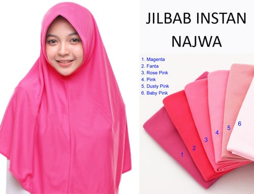 Kerudung Jilbab Hijab Murah Khimar Najwa Instan Murah Grosir Jilbab - Pink