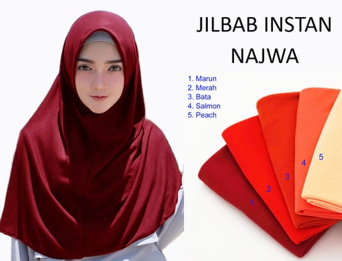 Kerudung Jilbab Hijab Murah Khimar Najwa Instan Murah Grosir Jilbab - Merah