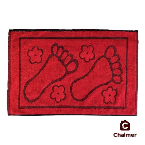 Keset Chalmer 40 x 60 cm Basic Motif Kaki Keset Handuk Keset Kaki - Kaki Merah