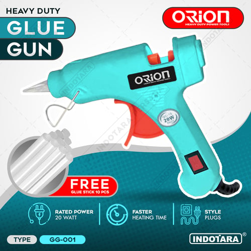 Alat Lem Tembak Glue Gun 20 Watt Orion - GG001 Free 10 pcs Glue Stick - Light Blue