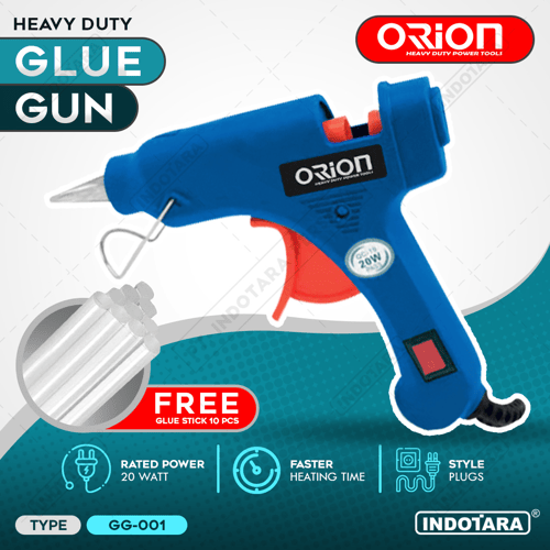Alat Lem Tembak Glue Gun 20 Watt Orion - GG001 Free 10 pcs Glue Stick - Blue