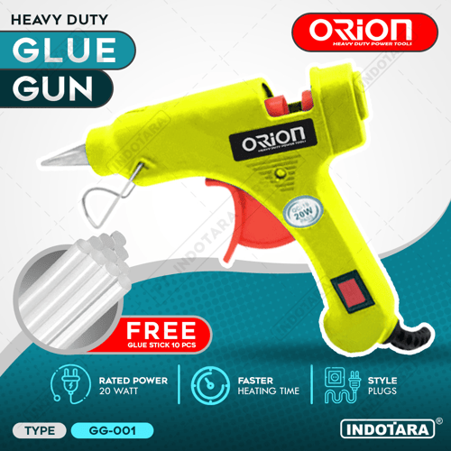 Alat Lem Tembak Glue Gun 20 Watt Orion - GG001 Free 10 pcs Glue Stick - Yellow