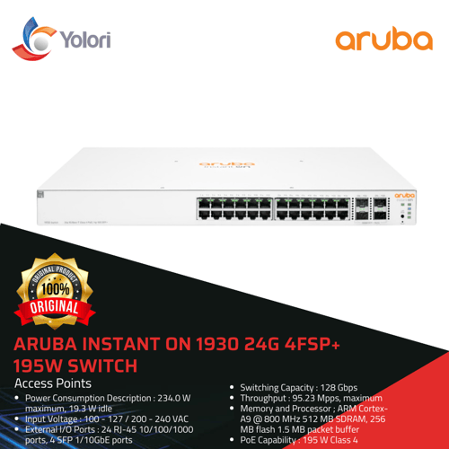 Aruba JL683A Instant On 1930 24G 4FSP+ 195W Switch