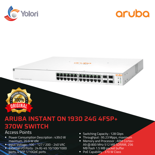 Aruba JL684A Instant On 1930 24G 4FSP+ 370W Switch