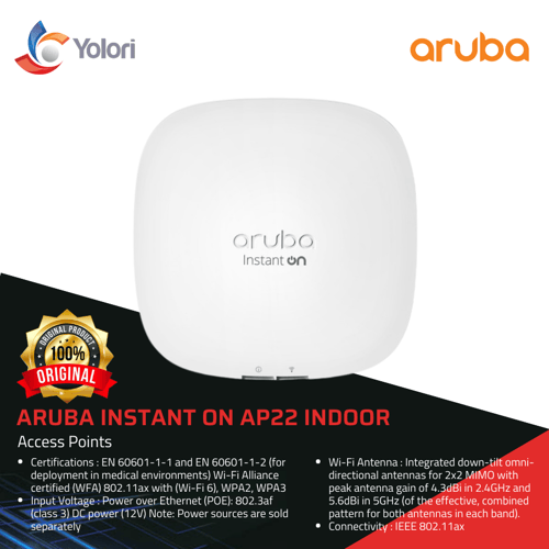 Aruba R6M50A Instant On Indoor AP22 Access Points Include 12V PSU Bundle