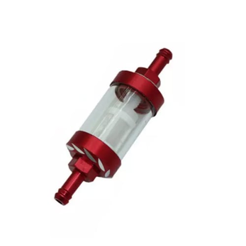Filter Bensin Transparan Kaca - Aksesoris Motor - Merah