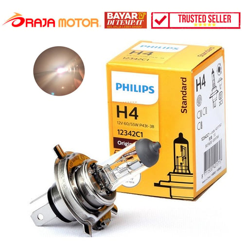 Philips Lampu Bohlam Depan Halogen H4 12V 60/55W 12342 Premium - Clear