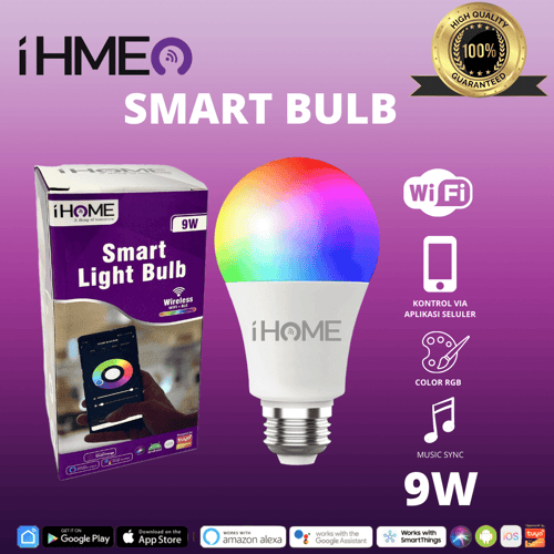 IHME Smart Bulb 9W RGB Lampu Bohlam Pintar LED Wireless WiFi Tuya