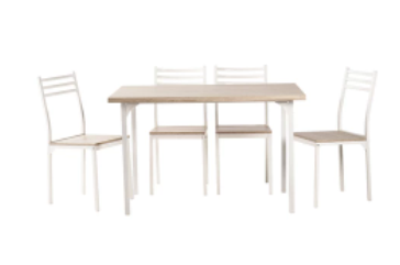 Table / Meja Makan Kayu Include 4 Kursi - DTM EIRA - Putih