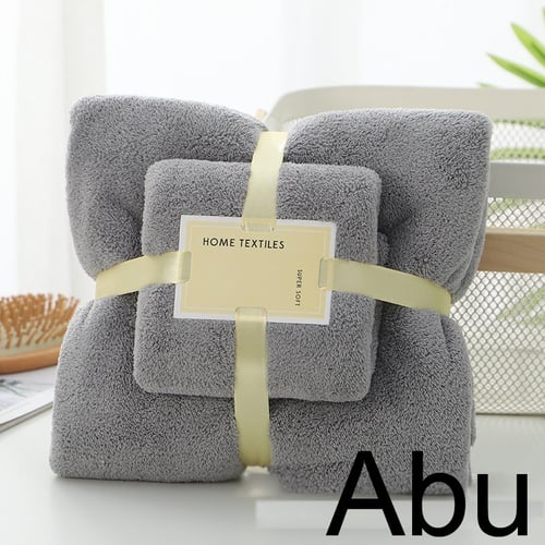 Handuk 2in1 Towel Cotton Bahan premium Serap air - Abu-abu