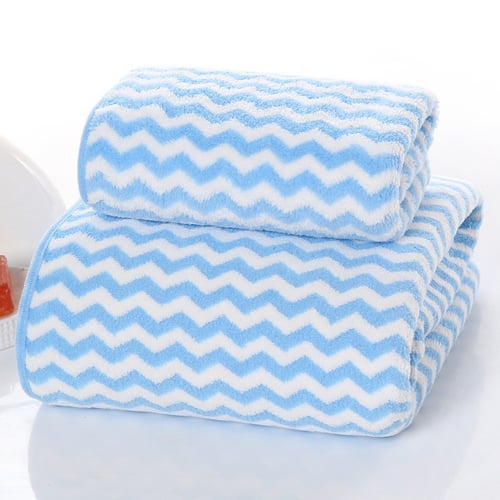 CIJI Handuk Mandi Motif Zigzag Bahan Lembut dan Cepat Menyerap Air - Biru, 35 35