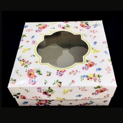cake box tutup mika motif bunga dus bolu lapis packaging kue bingkisan
