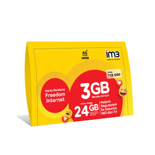 KARTU PERDANA FREEDOM INTERNET 3GB / 30 Hari + KUOTA TAMBAHAN HINGGA 24GB SETAHUN