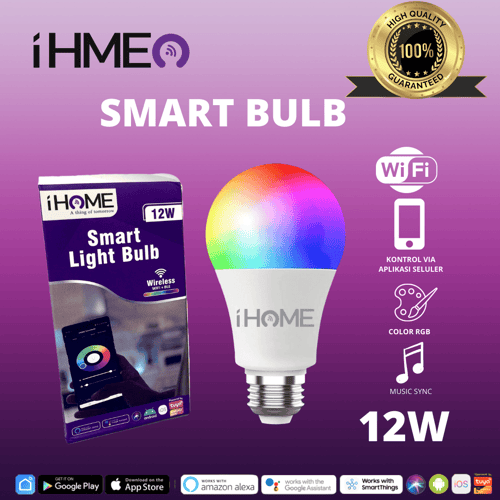IHME Smart Bulb 12W RGB Lampu Bohlam Pintar LED Wireless WiFi Tuya