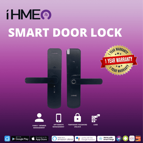 IHME Smart Door Lock Fingerprint RFID Card PIN Door Bell App Tuya Handle Pintu