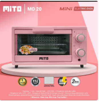 MITO MO20 Mini Oven Listrik Elektrik 11 liter Low WattMO 20 - Putih