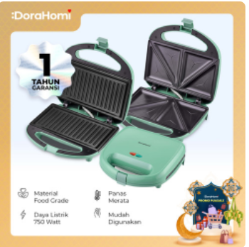 Mini Sandwich Maker Portable Toaster Alat Pemanggang Roti Anti Geser - Pan Garis