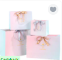 Kantong pita pink fancy , kantong hadiah souvenir , gift paper bag - Pita Gold