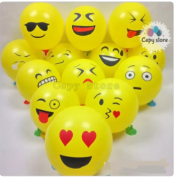 Balon Latex Emoticon / Balon Karet Emoji 12 inch Perpack isi 100 pcs