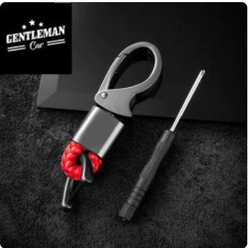 Premium Leather Key Chain Gantungan Kunci Pinggang Kulit Mobil Motor - Merah