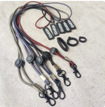 Lanyard tali gantungan kalung free 3x ukuran karet VOPOW - Hitam