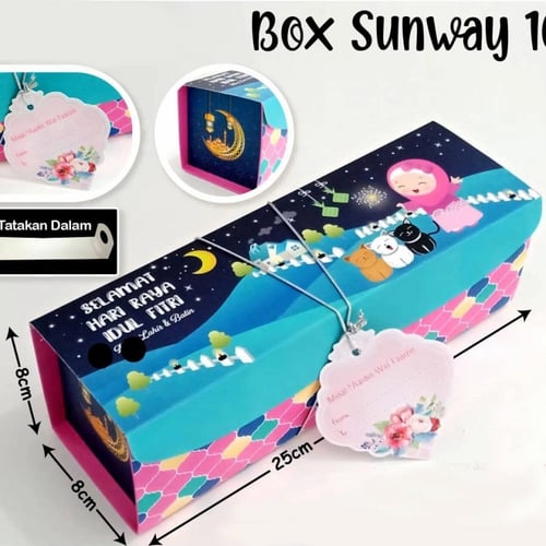 Box Lebaran Sunway Blue Pink Dus Roll Cake Idul Fitri Kotak Packaging