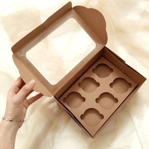box cake dus kue kotak kemasan cupcake muffin pudding sekat packaging