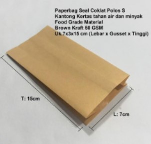 Paperbag SEAL Kantong Kertas Coklat 7x3x15 (S) Tahan Air dan Minyak