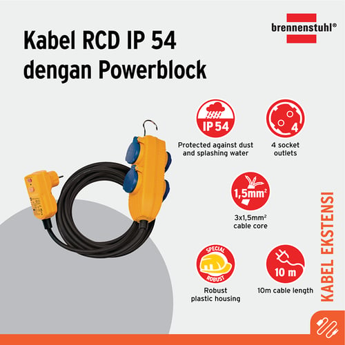 Brennenstuhl Kabel RCD IP54 Powerblock 10m - 1168730010