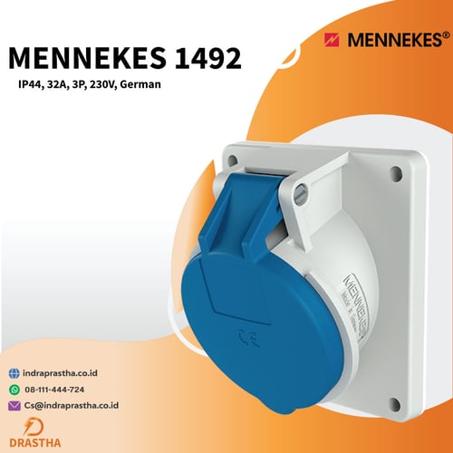 Mennekes 1492 Panel mounted receptacles IP44, 32A, 3P, 230V, German