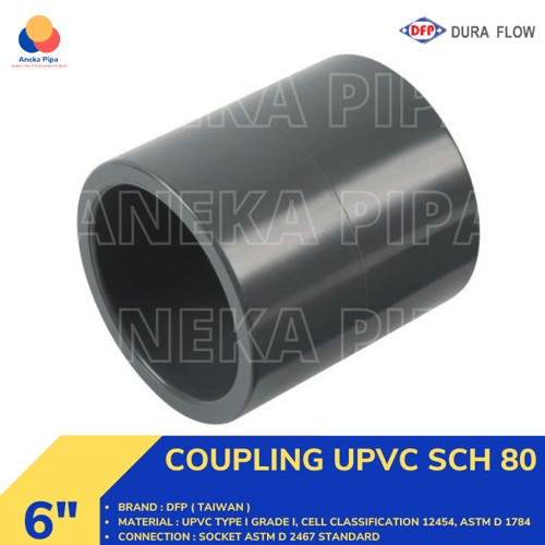 Coupling UPVC SCH 80 Socket ASTM size 6 Inch