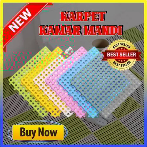 Karpet Kamar Mandi Anti Slip Alas Kaki Karet Anti Licin Toilet-100412 - 100412BLUE