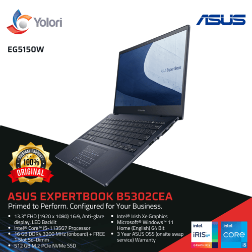 Yolori Official Jual Asus Expertbook B5302cea Eg5150w I5 1135g7 16gb 512gb Intel Iris Xe 2079