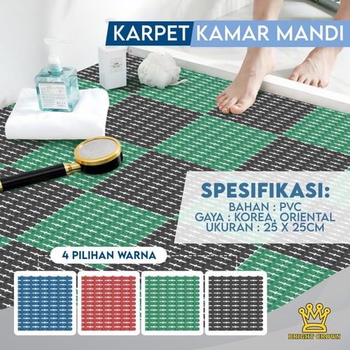 Karpet Kamar Mandi PVC Alas Karpet Anti Slip Kamar Mandi 25x25 cm - POLKADOT HIJAU